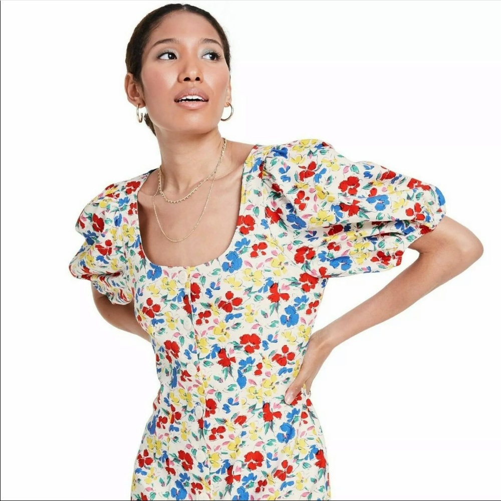 RIXO for Target Flower Floral Short Sleeve Button Up Dress